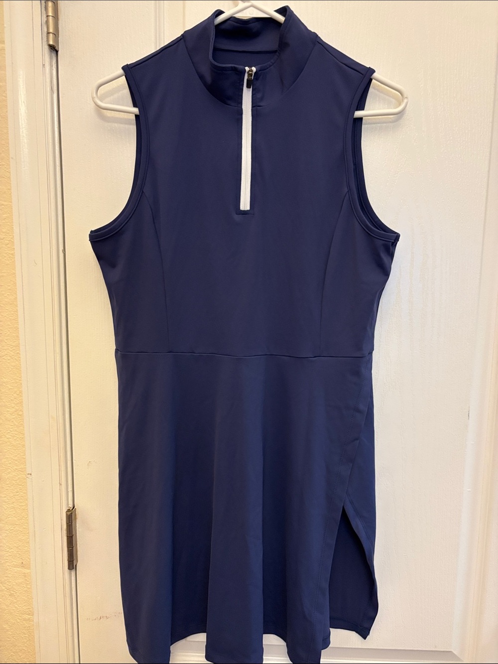 Navy Blue Quarter Zip Sleeveless Slit Golf/Tennis Dress Sz L